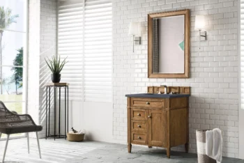 Brittany 30" Single Vanity, Saddle Brown, w/ 3 CM Charcoal Soapstone Quartz Top - Image 3