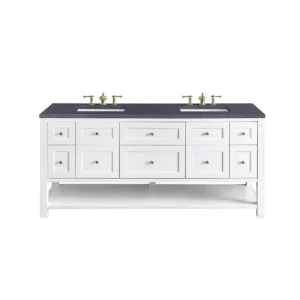 Breckenridge 72″ Double Vanity, Bright White w/ 3 CM Charcoal Soapstone Top