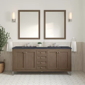 Chicago 72" Double Vanity, Whitewashed Walnut w/ 3 CM Charcoal Soapstone Quartz Top - Image 2