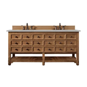 Malibu 72″ Double Vanity, Honey Alder w/ 3 CM Eternal Serena Quartz Top