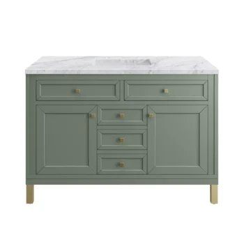 Chicago 48" Single Vanity, Smokey Celadon w/ 3 CM Carrara Marble Top - Image 2