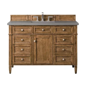 Brittany 48″ Single Vanity, Saddle Brown w/ 3 CM Grey Expo Quartz Top