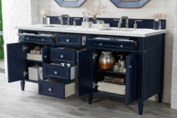 Brittany 72" Double Vanity, Victory Blue w/ 3 CM Ethereal Noctis Quartz Top - Image 4