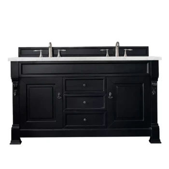 Brookfield 60" Double Vanity, Antique Black w/ 3 CM Eternal Jasmine Pearl Quartz Top