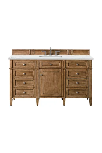 Brittany 60" Single Vanity, Saddle Brown w/ 3 CM Ethereal Noctis Quartz Top