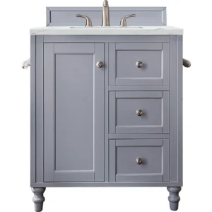 Copper Cove Encore 30″ Single Vanity, Silver Gray w/ 3 CM Ethereal Noctis Quartz Top