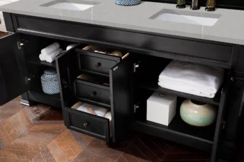 Brookfield 72" Double Vanity, Antique Black w/ 3 CM Eternal Serena Quartz Top - Image 4