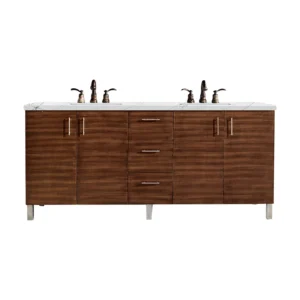 Metropolitan 72″ Double Vanity, American Walnut w/ 3 CM Ethereal Noctis Quartz Top