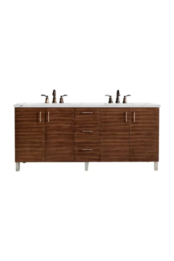 Metropolitan 72" Double Vanity, American Walnut w/ 3 CM Ethereal Noctis Quartz Top