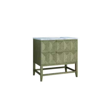 Emmeline 36" Single Vanity, Pebble Oak w/ 3 CM Carrara Marble Top - Image 6
