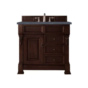 Brookfield 36″ Single Vanity, Burnished Mahogany w/ 3 CM Charcoal Soapstone Quartz Top