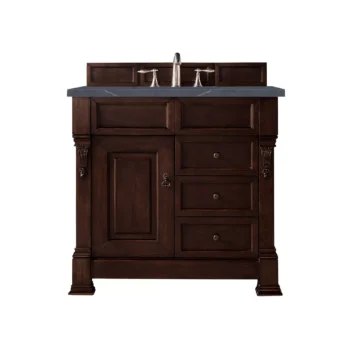 Brookfield 36" Single Vanity, Burnished Mahogany w/ 3 CM Charcoal Soapstone Quartz Top