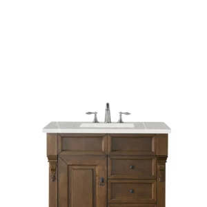 Brookfield 36″ Single Vanity, Country Oak w/ 3 CM Eternal Serena Quartz Top