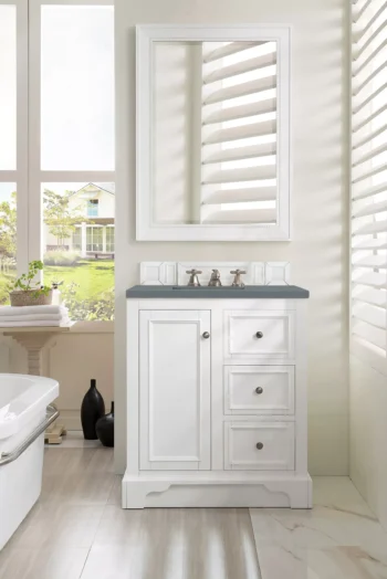 De Soto 30" Single Vanity, Bright White w/ 3 CM Cala Blue Top - Image 2