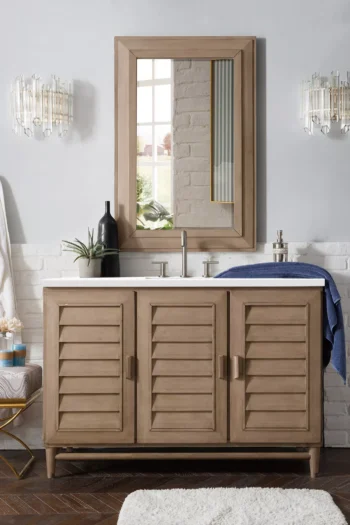 Portland 48" Single Vanity Whitewashed Walnut w/ 3 CM White Zeus Quartz Top - Image 2