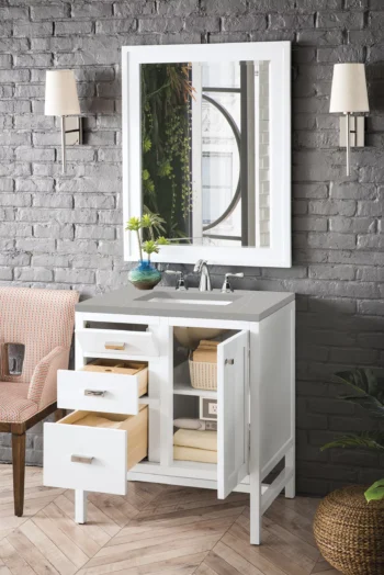 Addison 30" Single Vanity, Glossy White w/ 3 CM Eternal Serena Top - Image 4