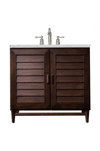 Portland 36" Single Vanity, Burnished Mahogany w/ 3 CM Ethereal Noctis Quartz Top