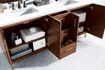 Metropolitan 72" Double Vanity, American Walnut w/ 3 CM White Zeus Quartz Top - Image 4
