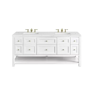 Breckenridge 72″ Double Vanity, Bright White w/ 3 CM Ethereal Noctis Top