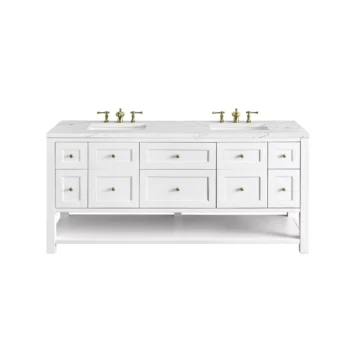 Breckenridge 72" Double Vanity, Bright White w/ 3 CM Ethereal Noctis Top