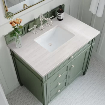 Brittany 36" Single Vanity, Smokey Celadon w/ 3 CM Arctic Fall Top - Image 5