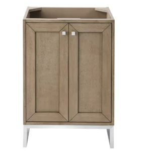 Chianti 24″ Single Vanity Cabinet, Whitewashed Walnut, Brushed Nickel