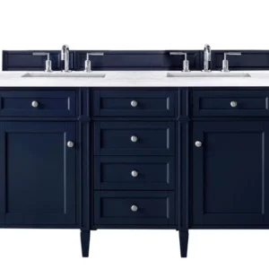 Brittany 60″ Double Vanity, Victory Blue w/ 3 CM Arctic Fall Solid Surface Top