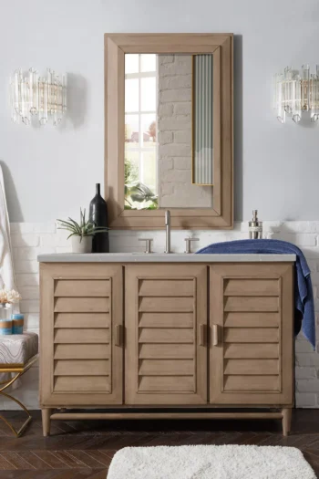 Portland 48" Single Vanity Whitewashed Walnut w/ 3 CM Eternal Serena Quartz Top - Image 2