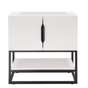 Columbia 31.5″ Single Vanity Cabinet, Glossy White, Matte Black