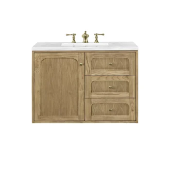 Laurent 36" Single Vanity, Light Natural Oak w/ 3 CM Arctic Fall Top - Image 3