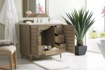 Portland 36" Single Vanity Whitewashed Walnut w/ 3 CM Eternal Marfil Quartz Top - Image 4