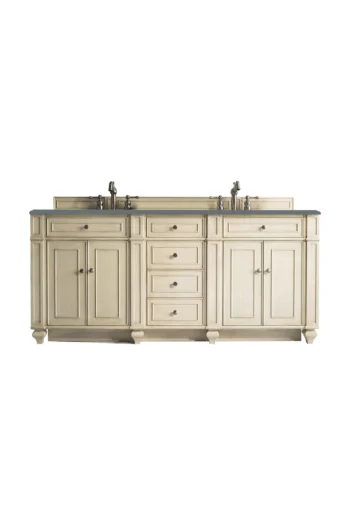 Bristol 72" Double Vanity, Vintage Vanilla w/ 3 CM Cala Blue Top