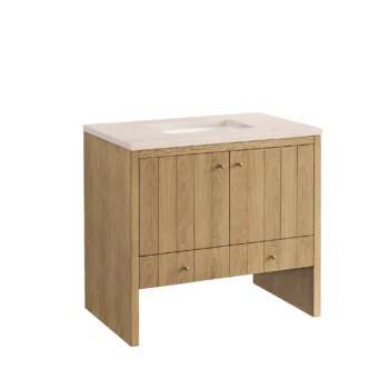 Hudson 36" Single Vanity, Light Natural Oak w/ 3 CM Eternal Marfil Top - Image 5