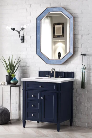 Brittany 30" Single Vanity, Victory Blue w/ 3 CM Arctic Fall Solid Surface Top - Image 3
