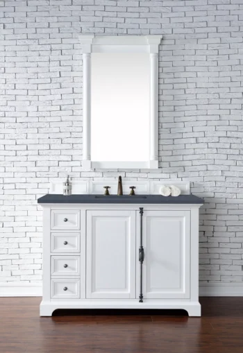 Providence 48" Single Vanity, Bright White w/ 3 CM Charcoal Top - Image 2