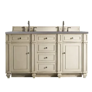 Bristol 60″ Double Vanity, Vintage Vanilla w/ 3 CM Grey Expo Top