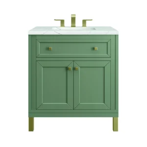 Chicago 30″ Single Vanity, Smokey Celadon w/ 3 CM Ethereal Noctis Top