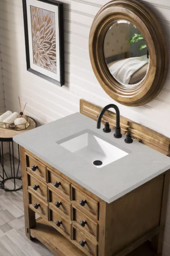 Malibu 36" Single Vanity, Honey Alder w/ 3 CM Eternal Serena Quartz Top - Image 3