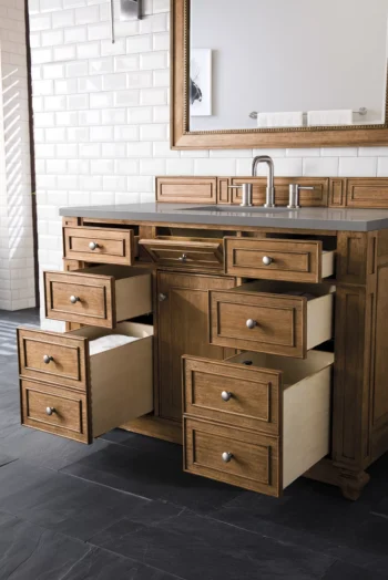 Bristol 48" Single Vanity, Saddle Brown w/ 3 CM Grey Expo Quartz Top - Image 4