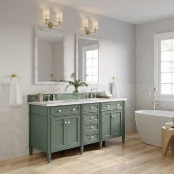 Brittany 72" Double Vanity, Smokey Celadon w/ 3 CM White Zeus Top - Image 4