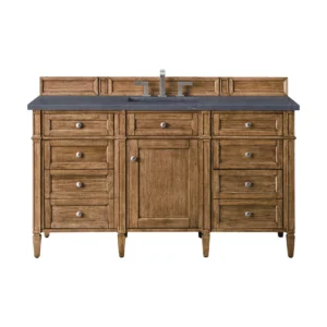Brittany 60″ Single Vanity, Saddle Brown w/ 3 CM Charcoal Soapstone Quartz Top