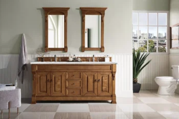 Brookfield 72" Double Vanity, Country Oak w/ 3 CM Ethereal Noctis Quartz Top - Image 3
