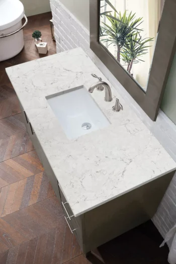 Metropolitan 48" Single Vanity, Silver Oak w/ 3 CM Eternal Jasmine Pearl Quartz Top - Image 3