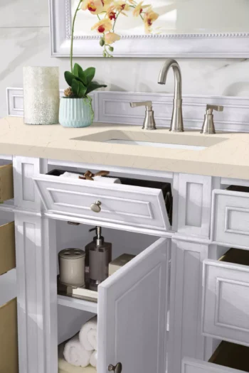 Bristol 60" Single Vanity, Bright White w/ 3 CM Eternal Marfil Quartz Top - Image 4