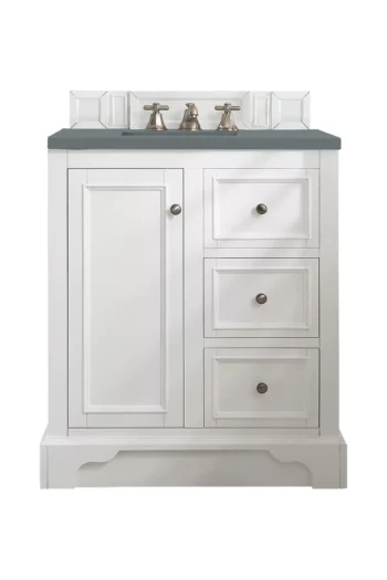 De Soto 30" Single Vanity, Bright White w/ 3 CM Cala Blue Top