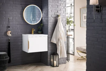 Columbia 24" Single Vanity, Glossy White w/ White Glossy Composite Stone Top - Image 3