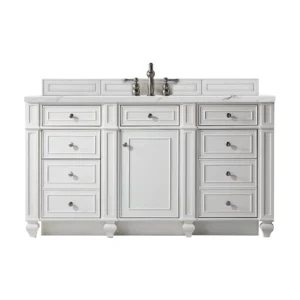 Bristol 60″ Single Vanity, Bright White w/ 3 CM Ethereal Noctis Quartz Top