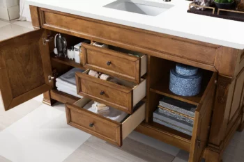 Brookfield 60" Single Vanity, Country Oak w/ 3 CM White Zeus Quartz Top - Image 4