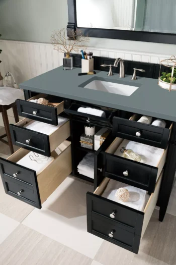 Brittany 48" Single Vanity, Black Onyx w/ 3 CM Cala Blue Quartz Top - Image 4