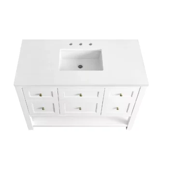 Breckenridge 48" Single Vanity, Bright White w/ 3 CM White Zeus Top - Image 5